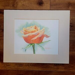 Original Watercolor Painting of the July Rose. Size 16" x 20"